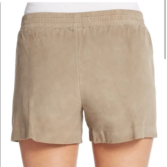 NWT Vince Leather Boxer Drawstring Shorts Suede Concrete Small