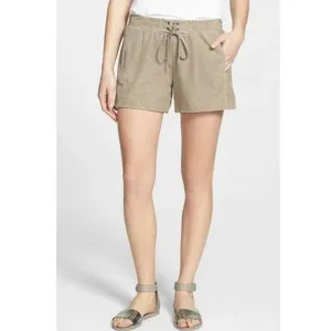 NWT Vince Leather Boxer Drawstring Shorts Suede Concrete Small