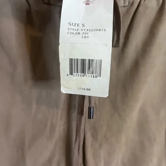 NWT Vince Leather Boxer Drawstring Shorts Suede Concrete Small