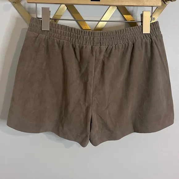 NWT Vince Leather Boxer Drawstring Shorts Suede Concrete Small