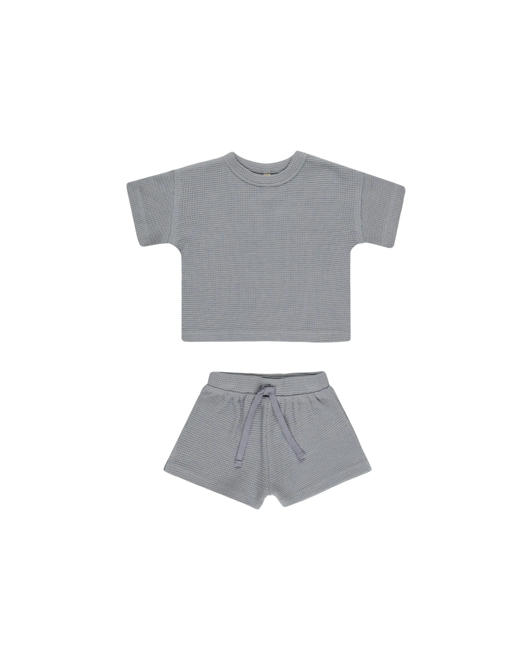 ORGANIC Waffle Tee   Short Set || Blue