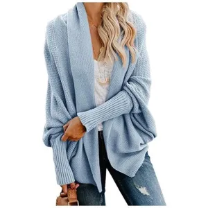 Oversized Sweater Cardigan for Women Patchwork Batwing Sleeve Long Sweater Cardigan