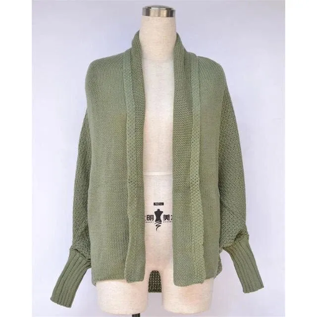 Oversized Sweater Cardigan for Women Patchwork Batwing Sleeve Long Sweater Cardigan