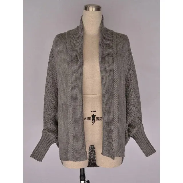 Oversized Sweater Cardigan for Women Patchwork Batwing Sleeve Long Sweater Cardigan
