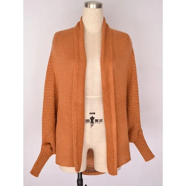 Oversized Sweater Cardigan for Women Patchwork Batwing Sleeve Long Sweater Cardigan
