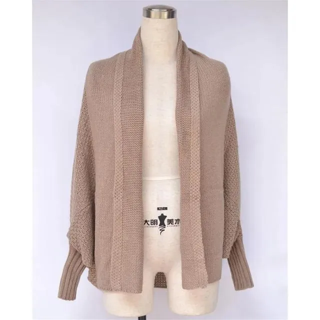 Oversized Sweater Cardigan for Women Patchwork Batwing Sleeve Long Sweater Cardigan