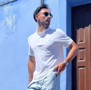 Polo col Mao 100 % coton blanc