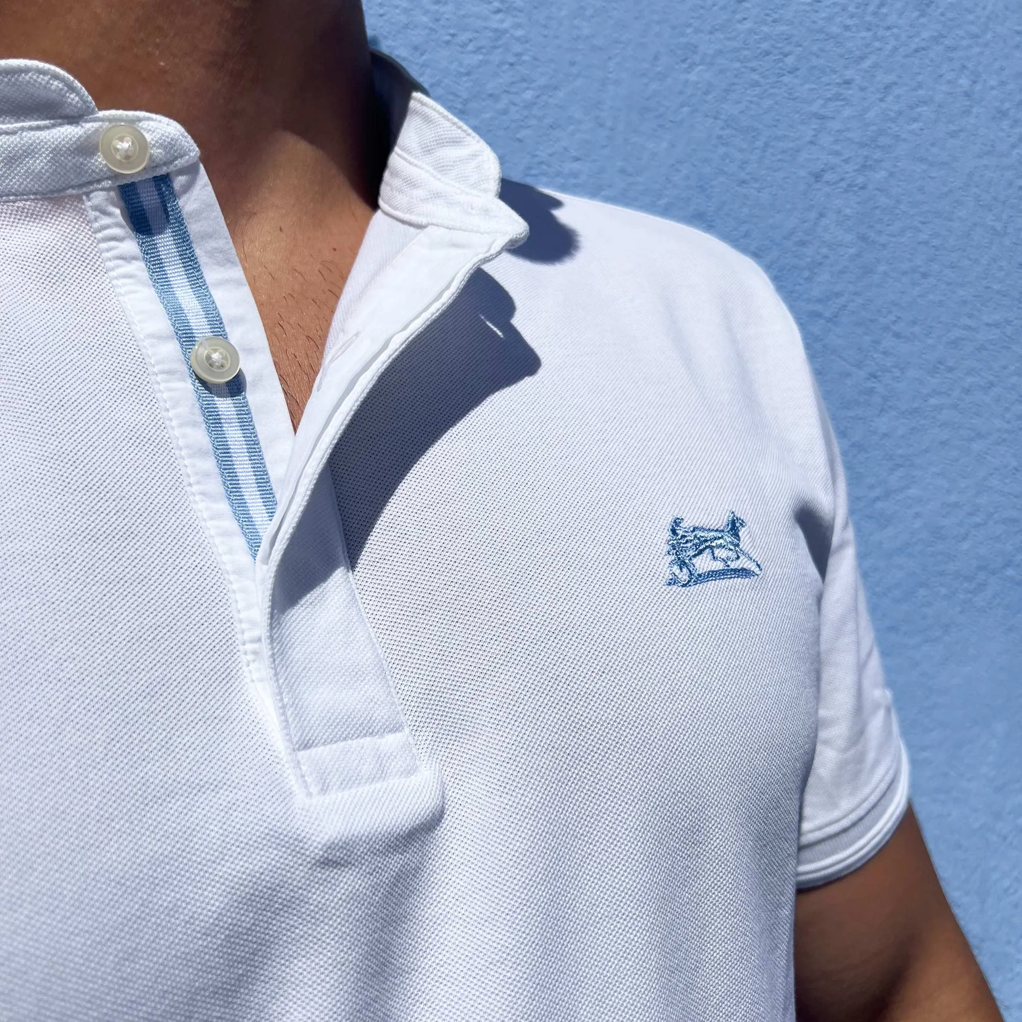 Polo col Mao 100 % coton blanc