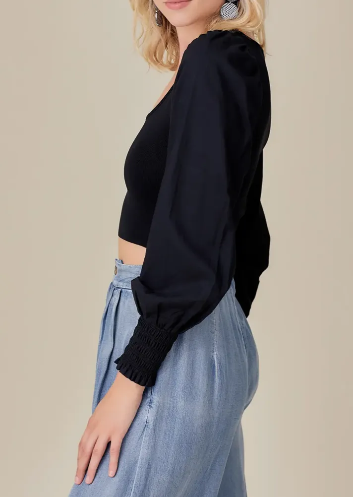 Puff Sleeve Scoop Neck Top