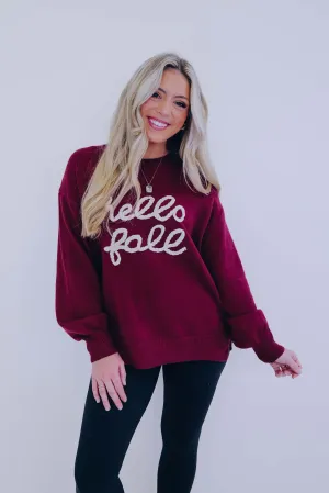 "Hello Fall" Embroidered Sweater- 2 Colors