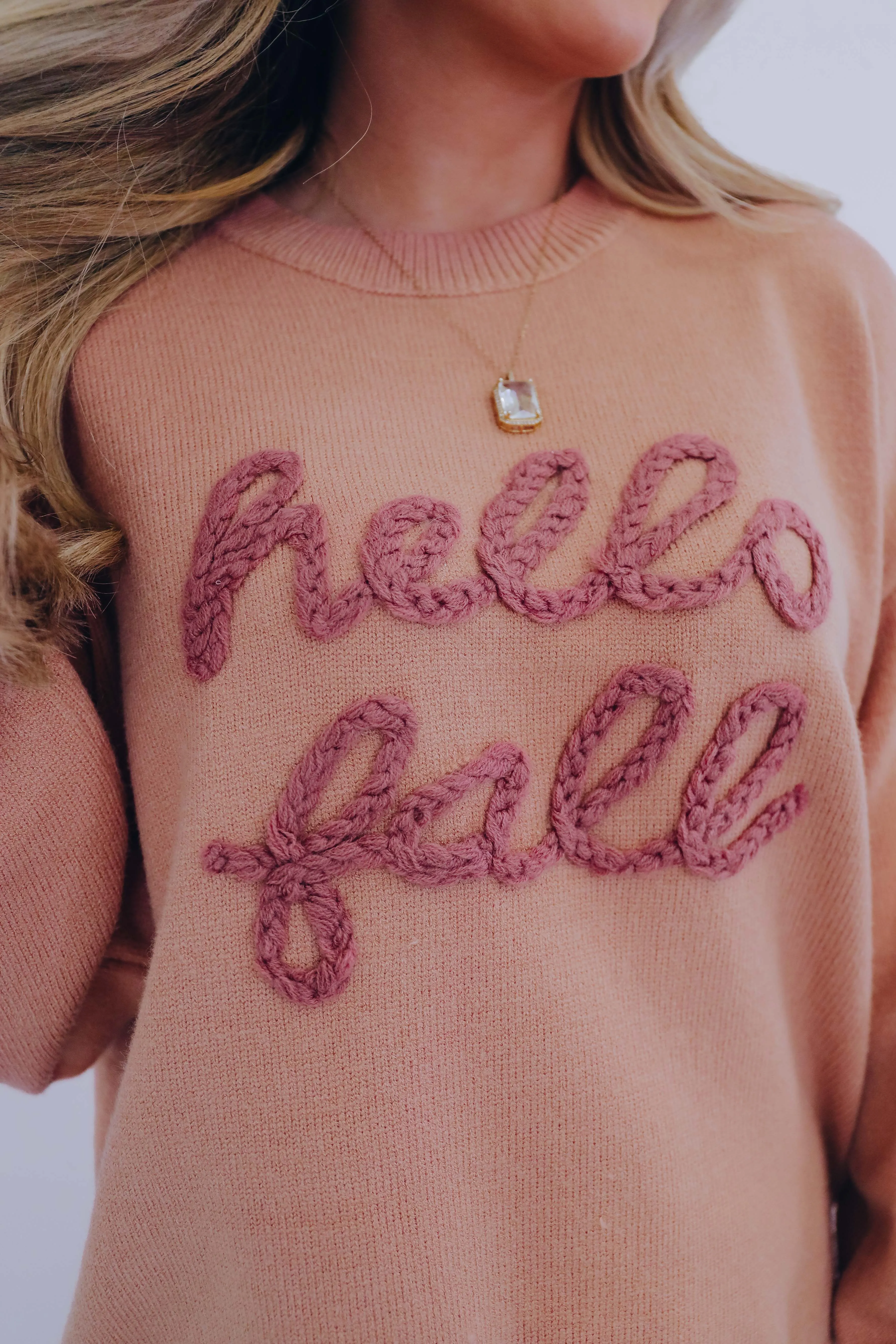 "Hello Fall" Embroidered Sweater- 2 Colors