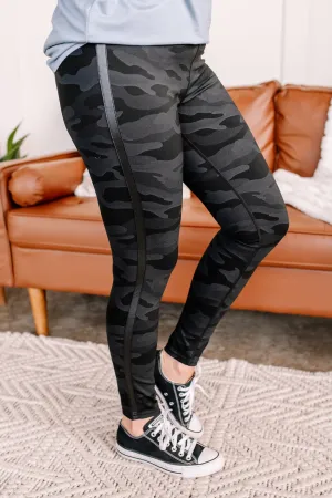 Race You For It Side Striped Camo Leggings