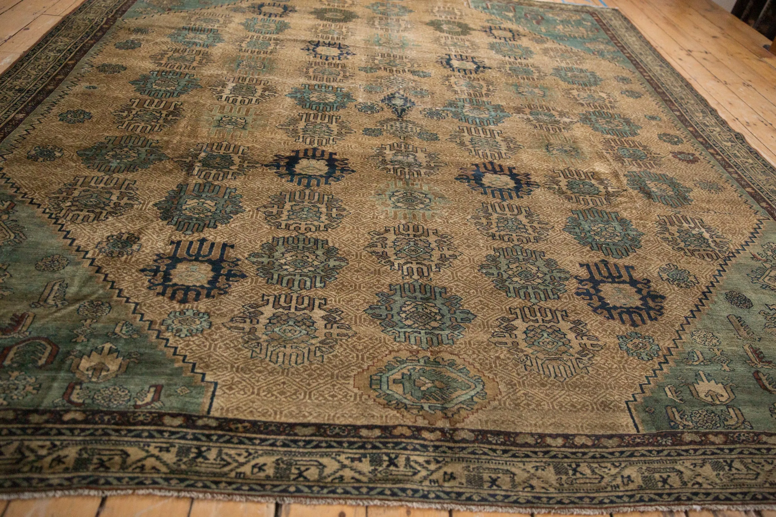RESERVED 9x10 Antique Fine Tea Washed Malayer Square Carpet