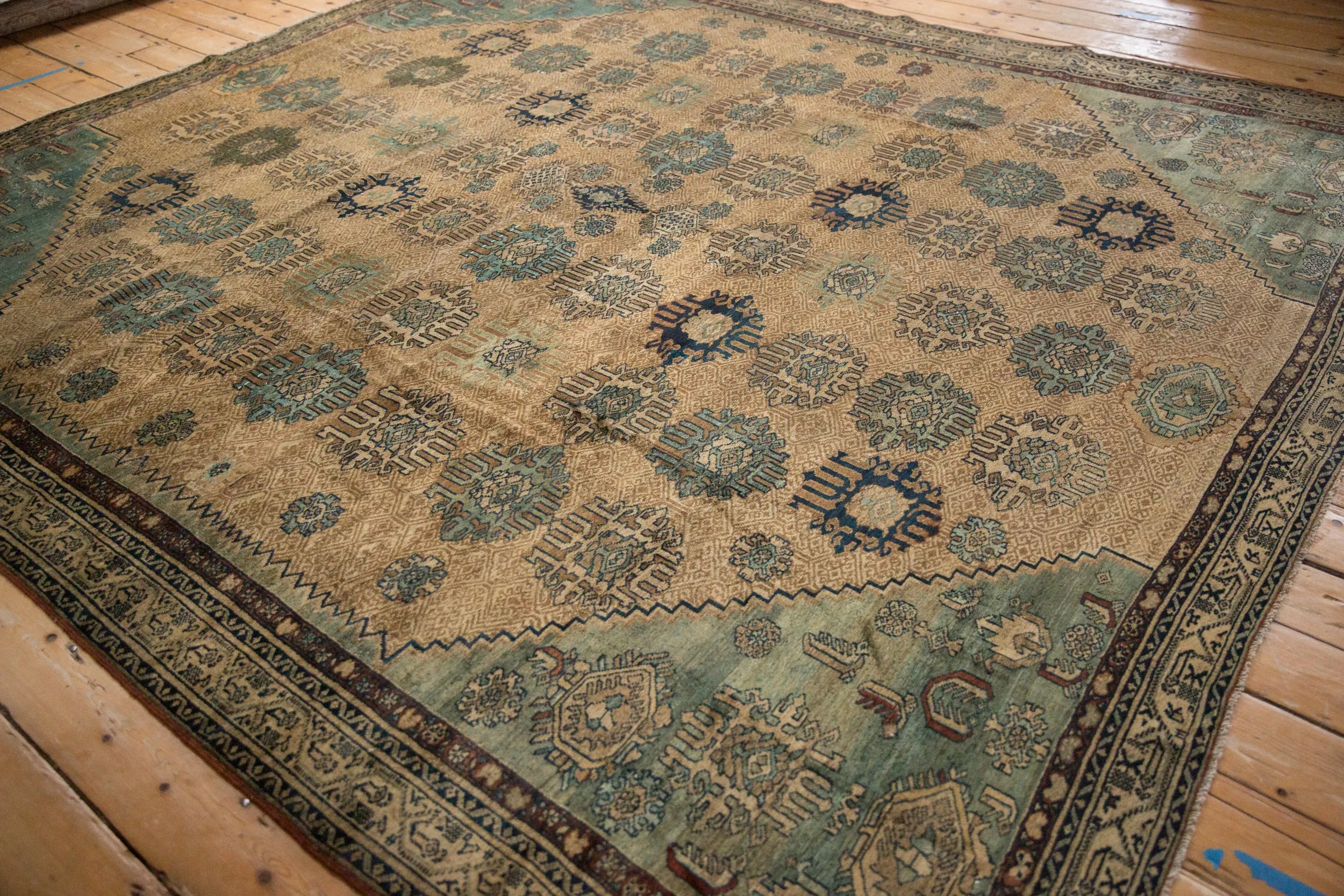 RESERVED 9x10 Antique Fine Tea Washed Malayer Square Carpet