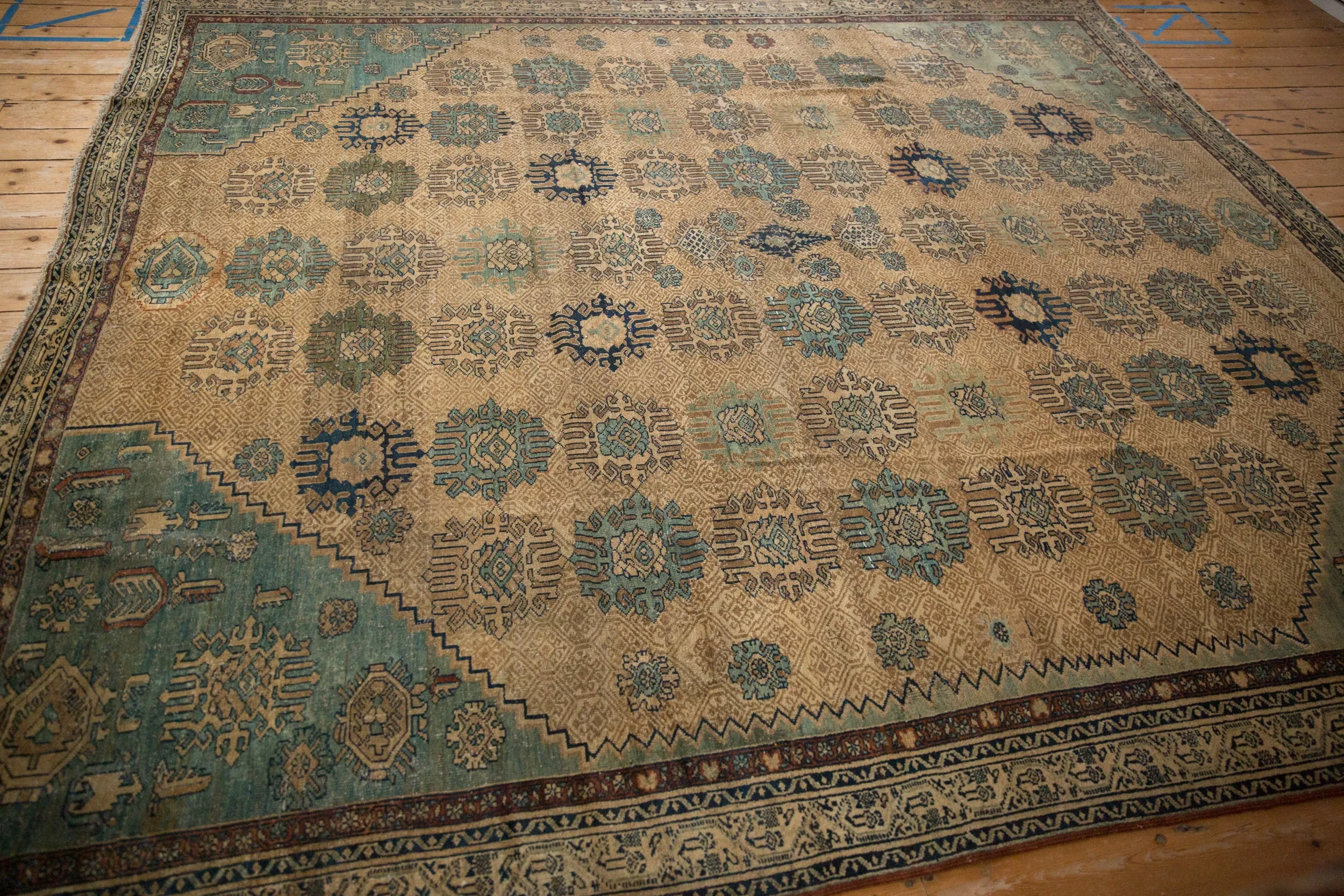 RESERVED 9x10 Antique Fine Tea Washed Malayer Square Carpet