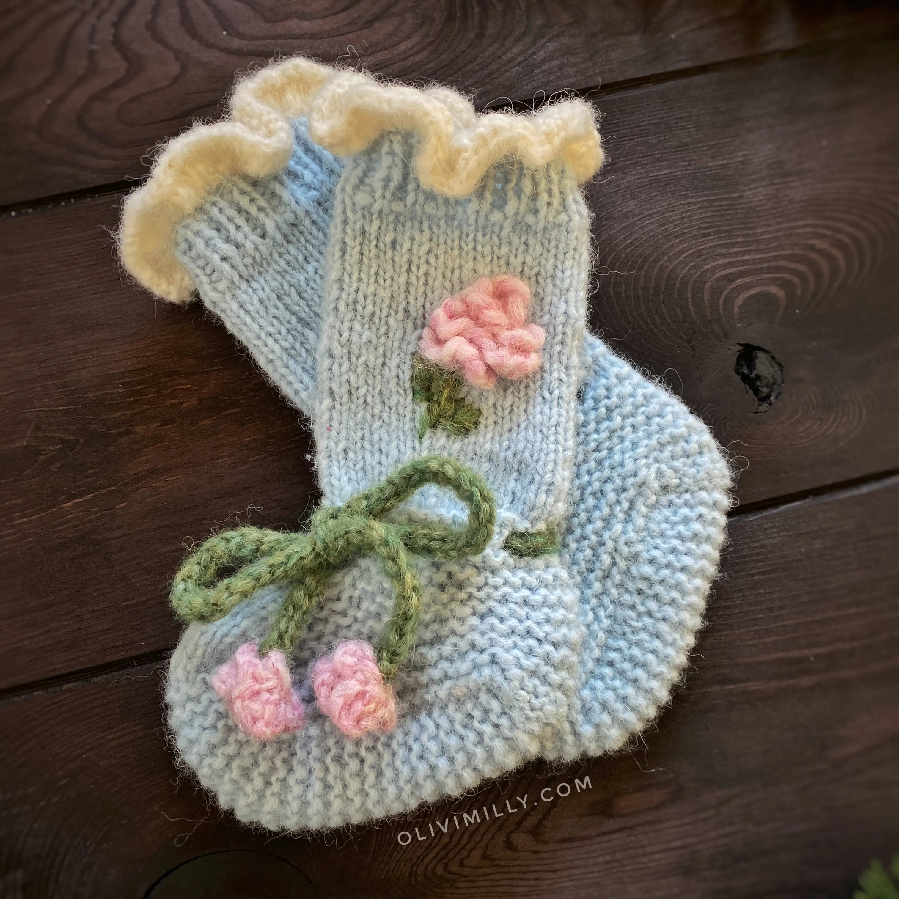 Roses Booties |blue| in stock (9-12m)