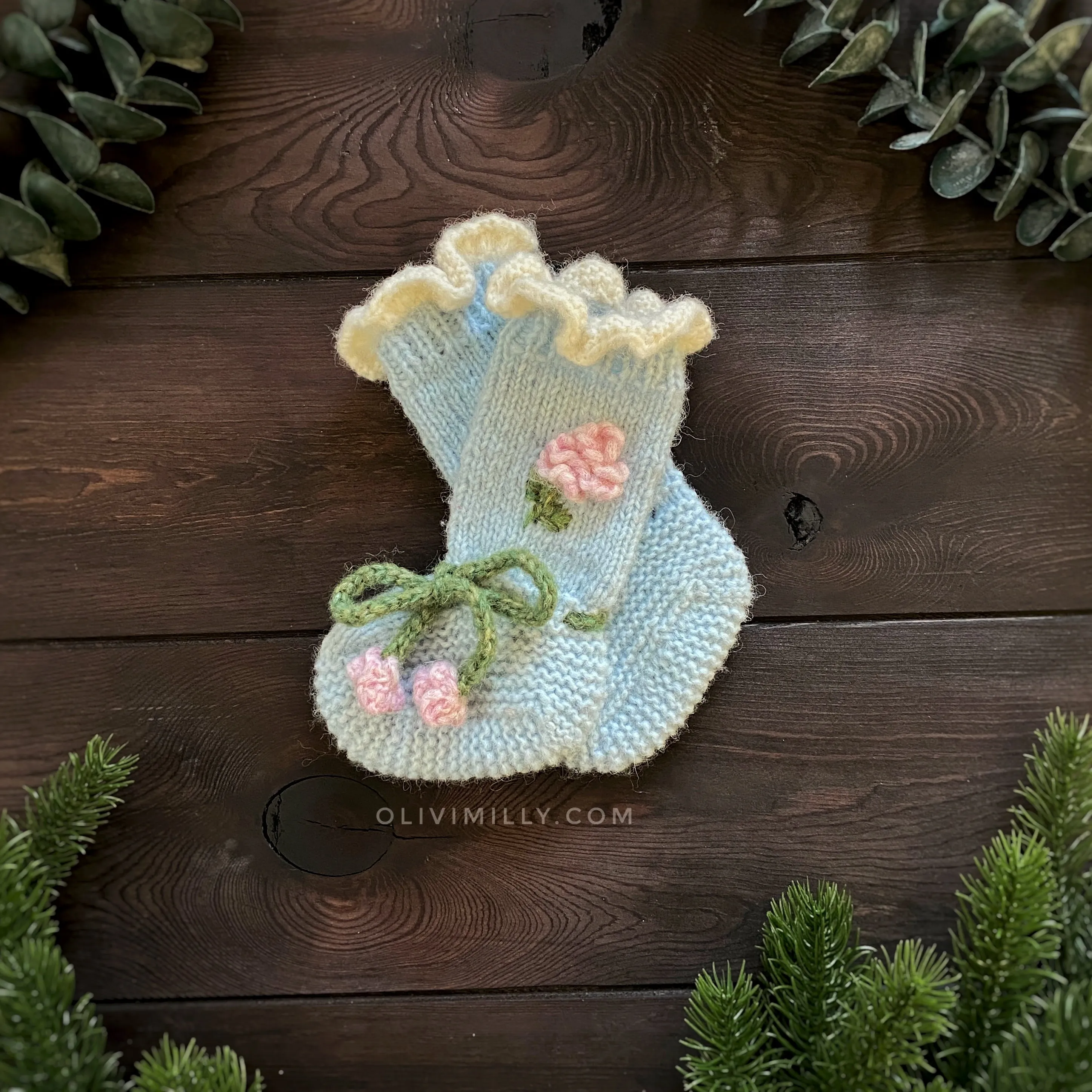 Roses Booties |blue| in stock (9-12m)