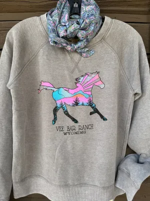 Sea Level Horse Burnout Wash Vee Bar Crew Neck Sweatshirt
