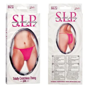 Sexy Little Panty Collection Totally Crotchless Thong - Medium-Large - Pink