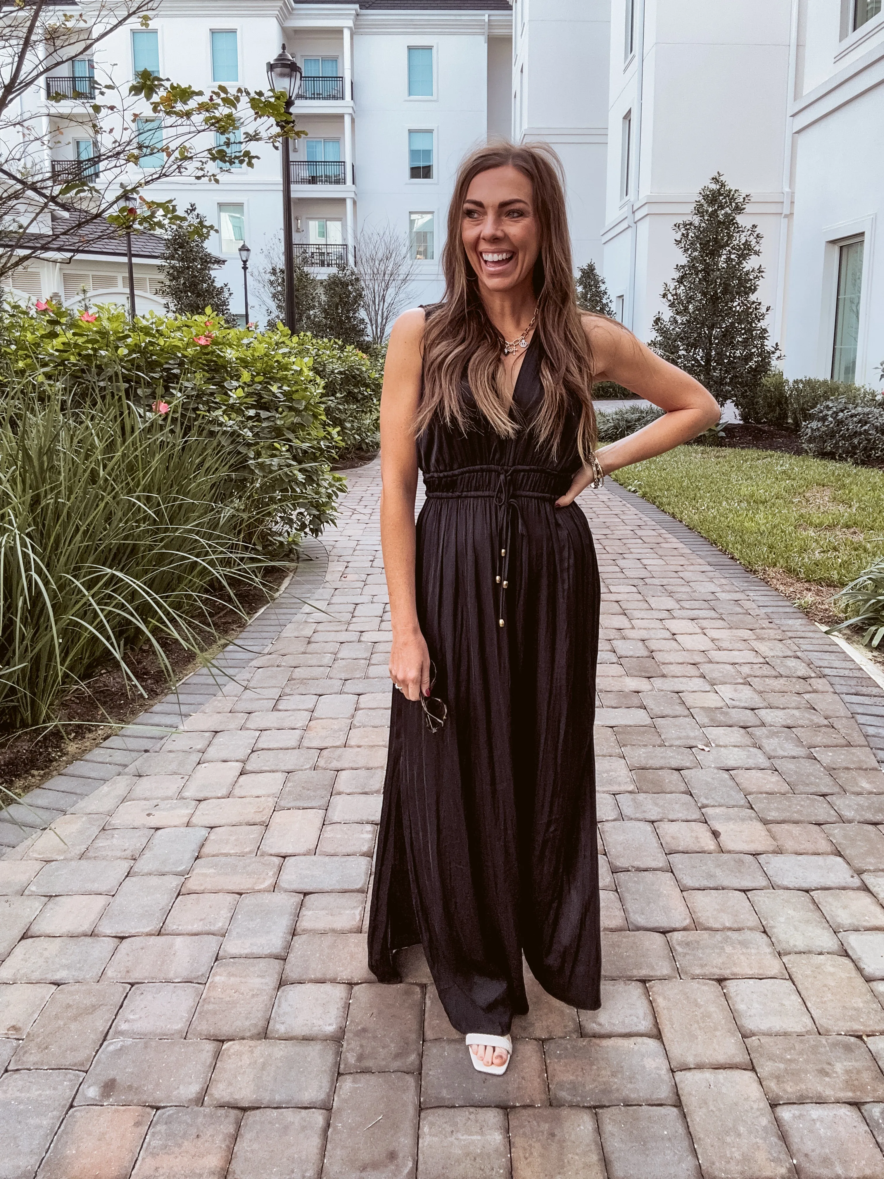 She's So Chic Black V Neck Jumpsuit