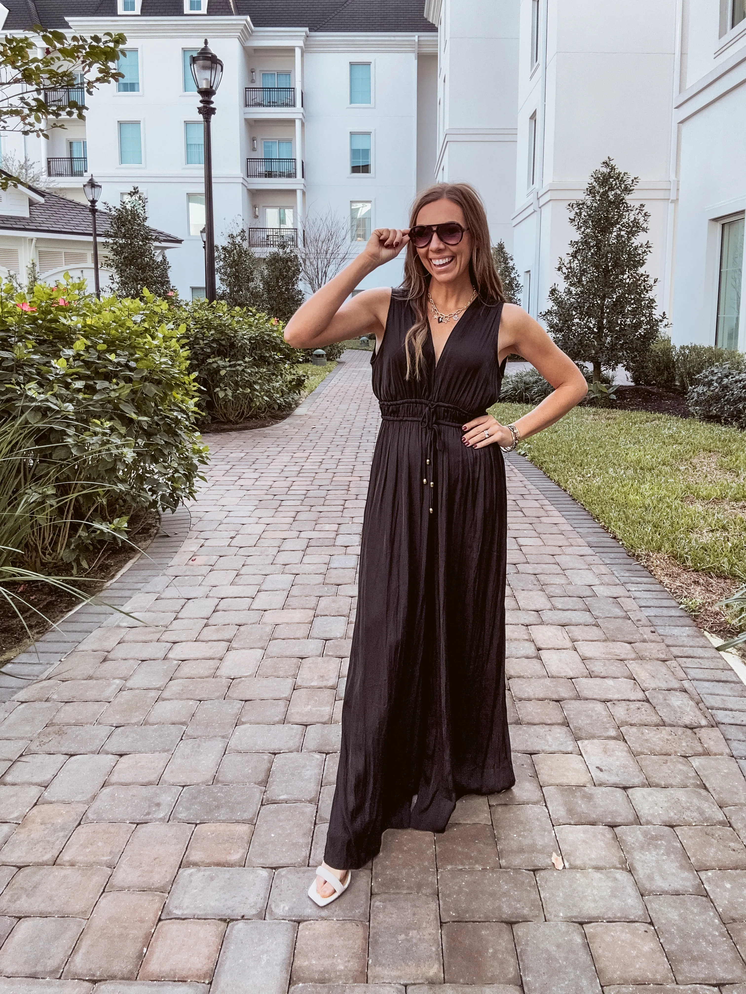She's So Chic Black V Neck Jumpsuit