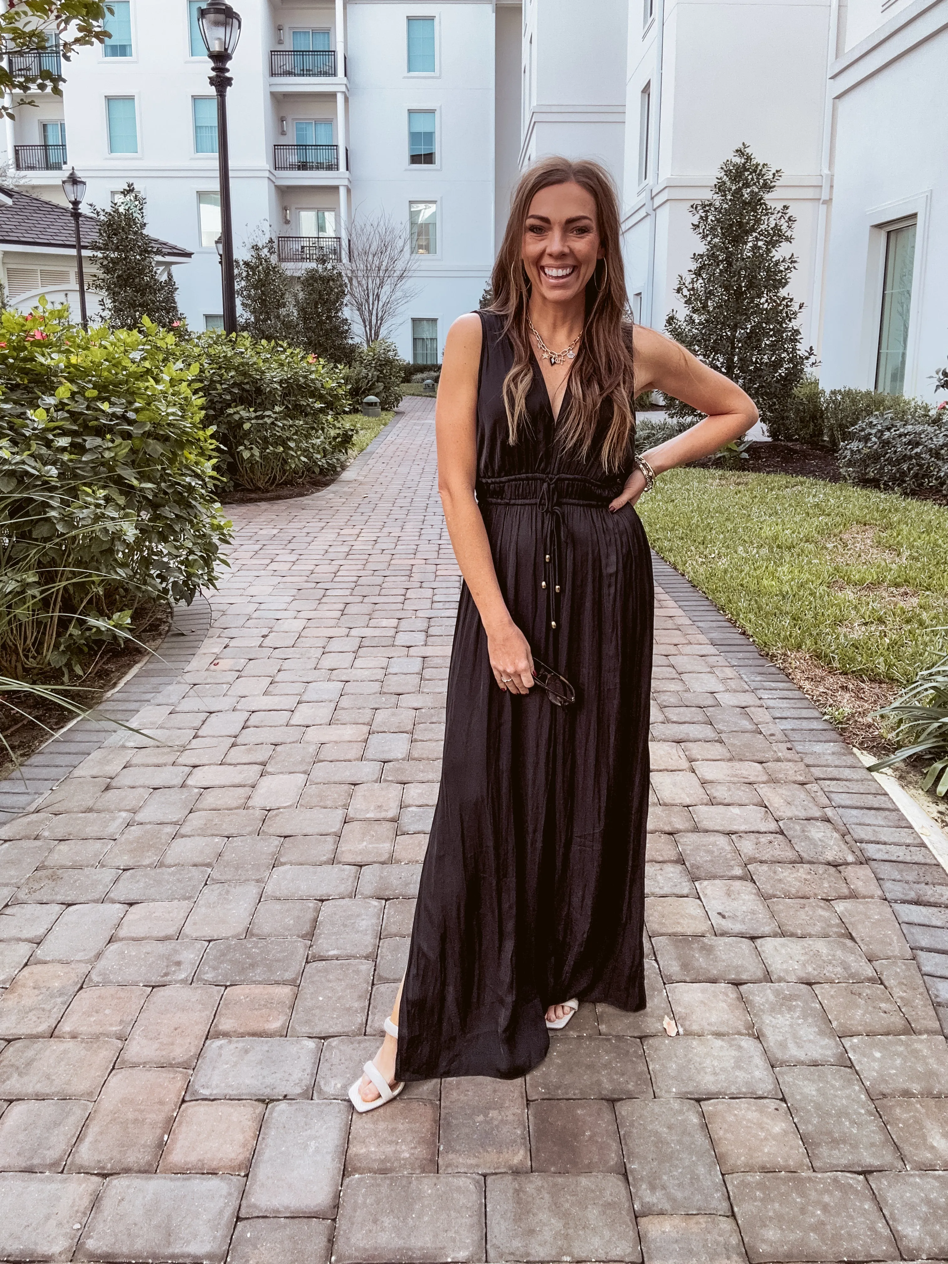 She's So Chic Black V Neck Jumpsuit