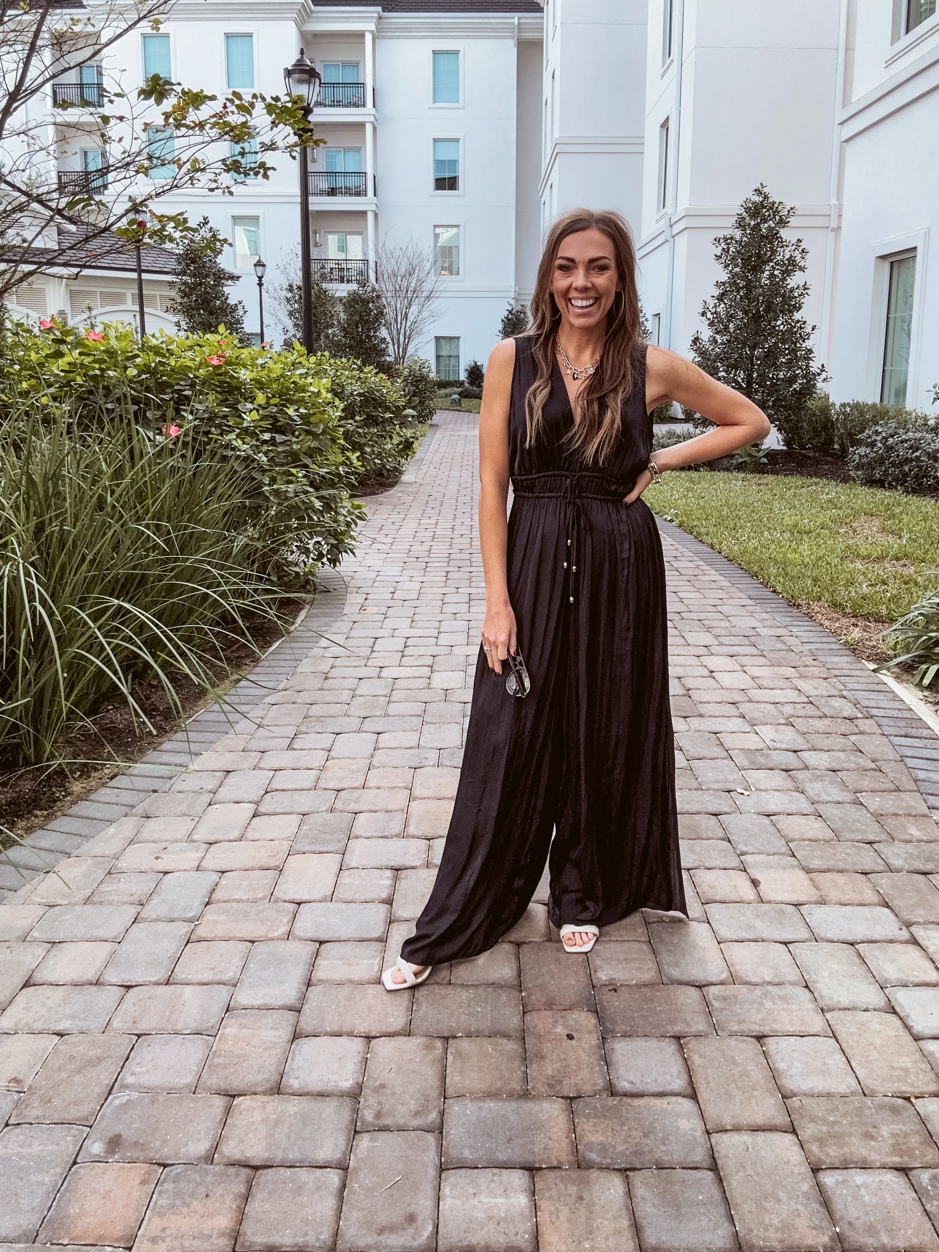 She's So Chic Black V Neck Jumpsuit