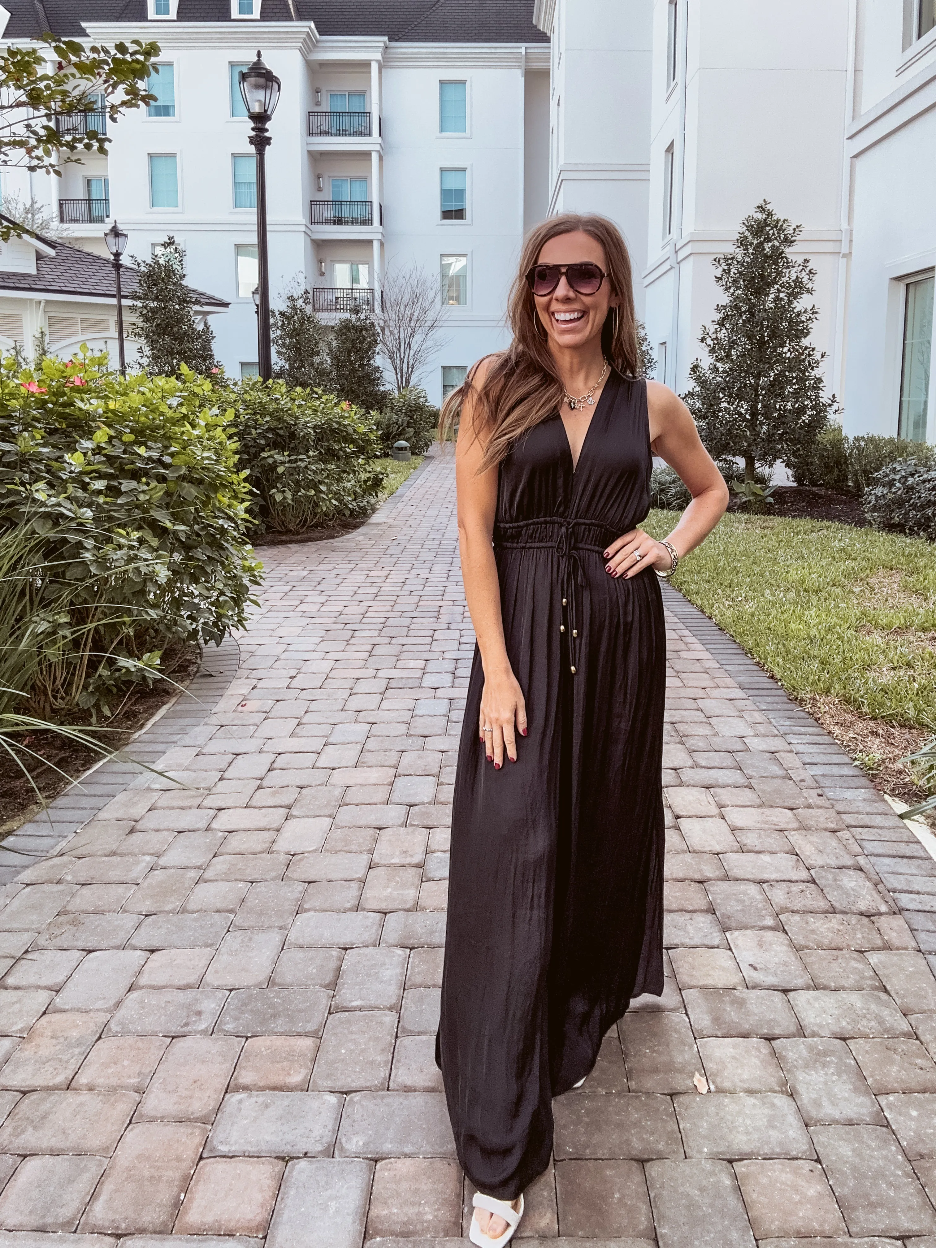She's So Chic Black V Neck Jumpsuit