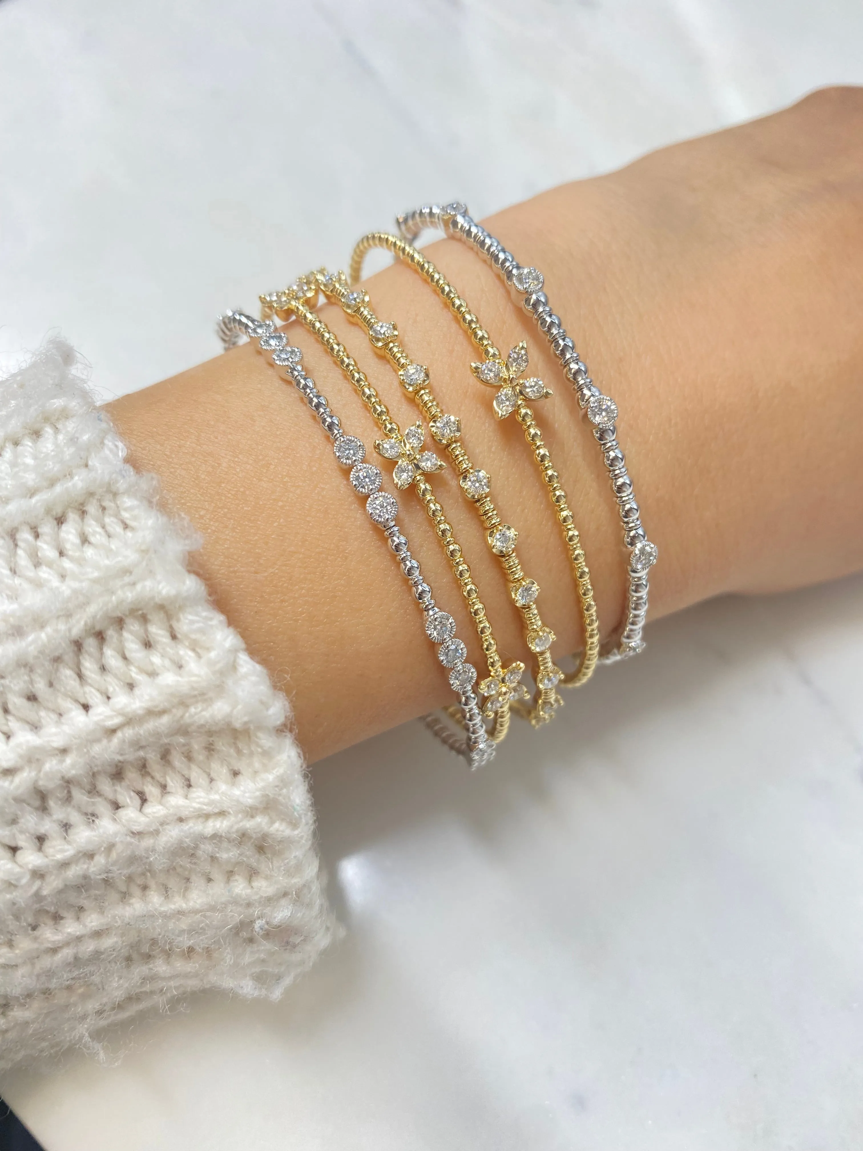 Siroo Three Bezel Diamond Flex Bangle - 0.50ct