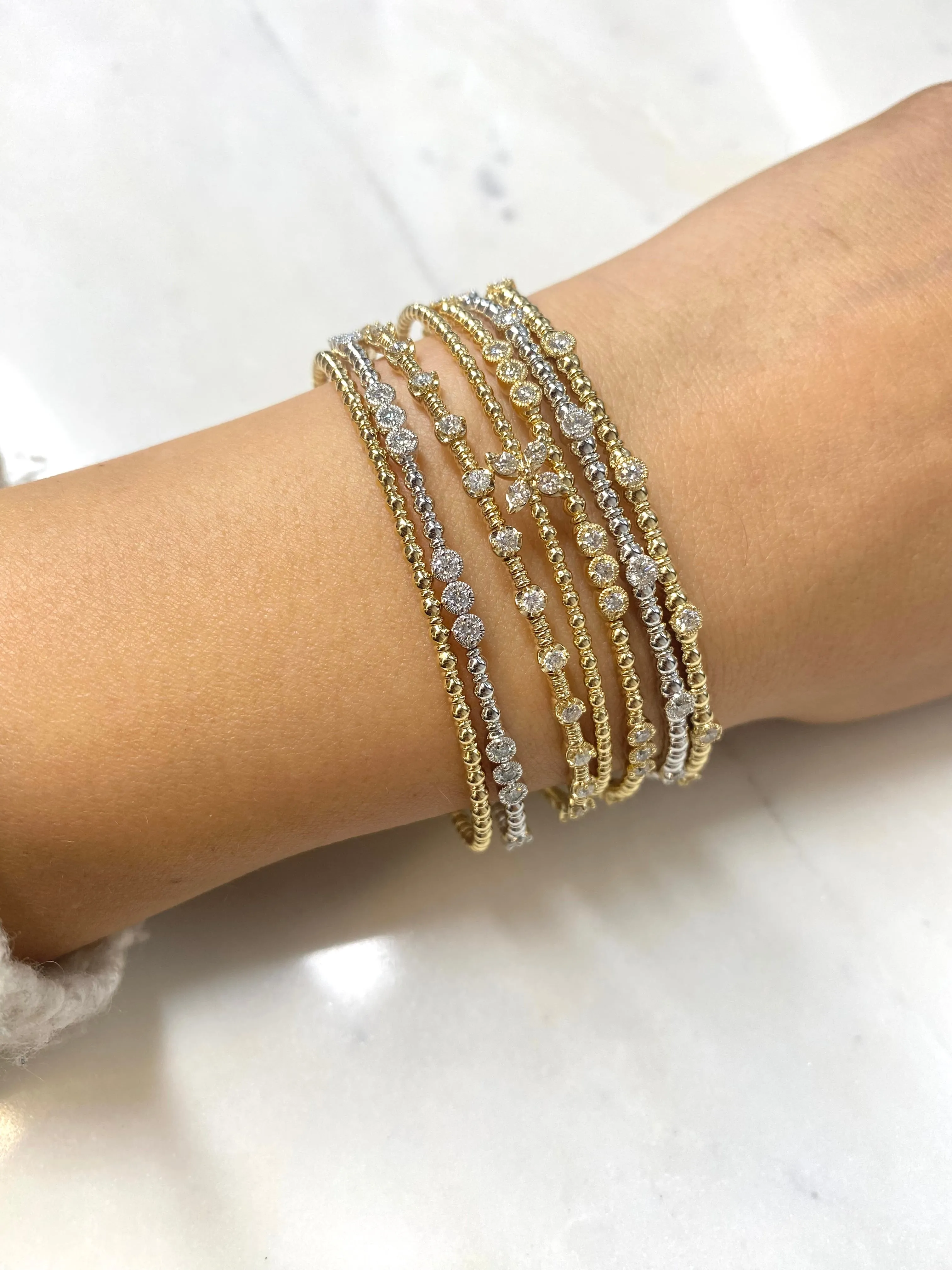 Siroo Three Bezel Diamond Flex Bangle - 0.50ct