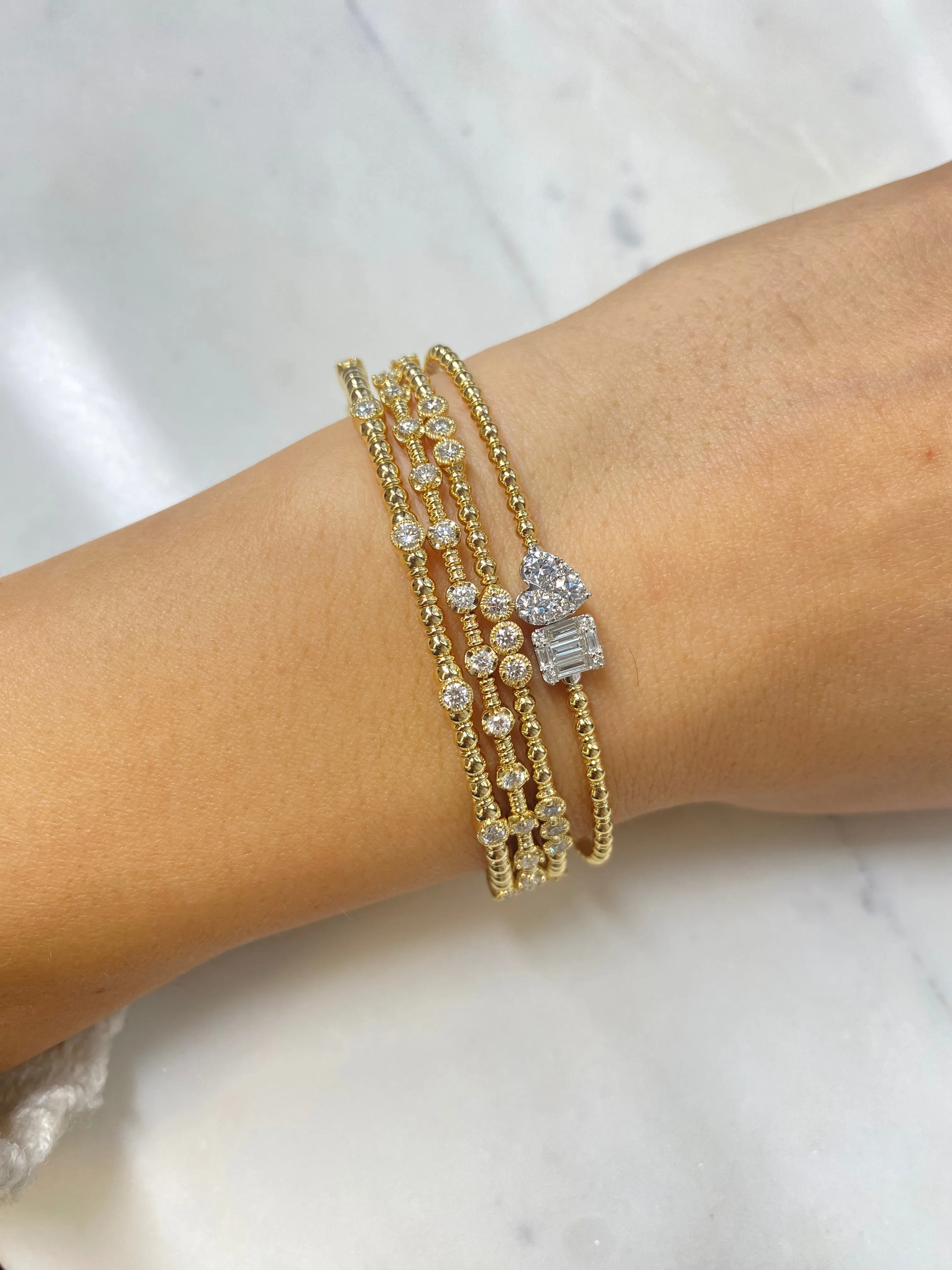 Siroo Three Bezel Diamond Flex Bangle - 0.50ct