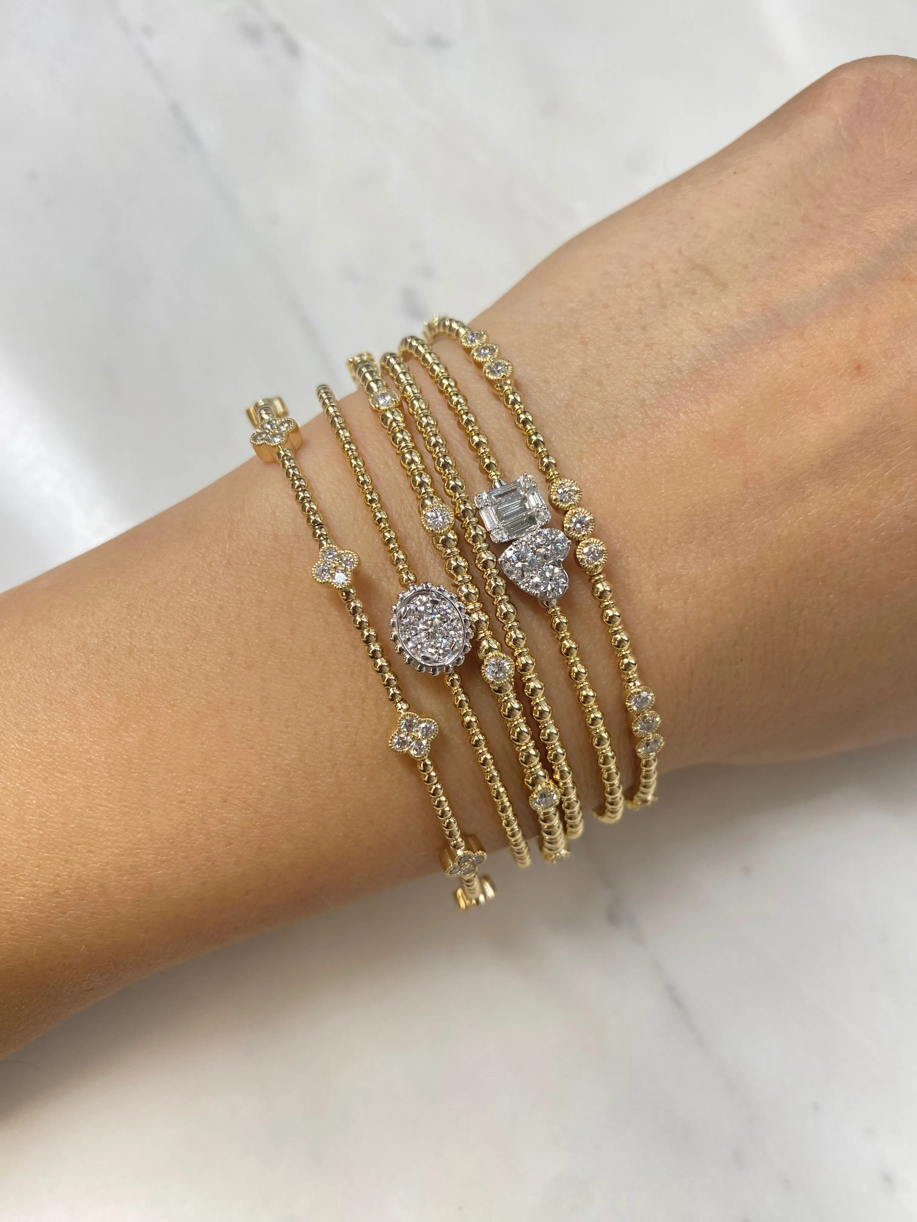 Siroo Three Bezel Diamond Flex Bangle - 0.50ct
