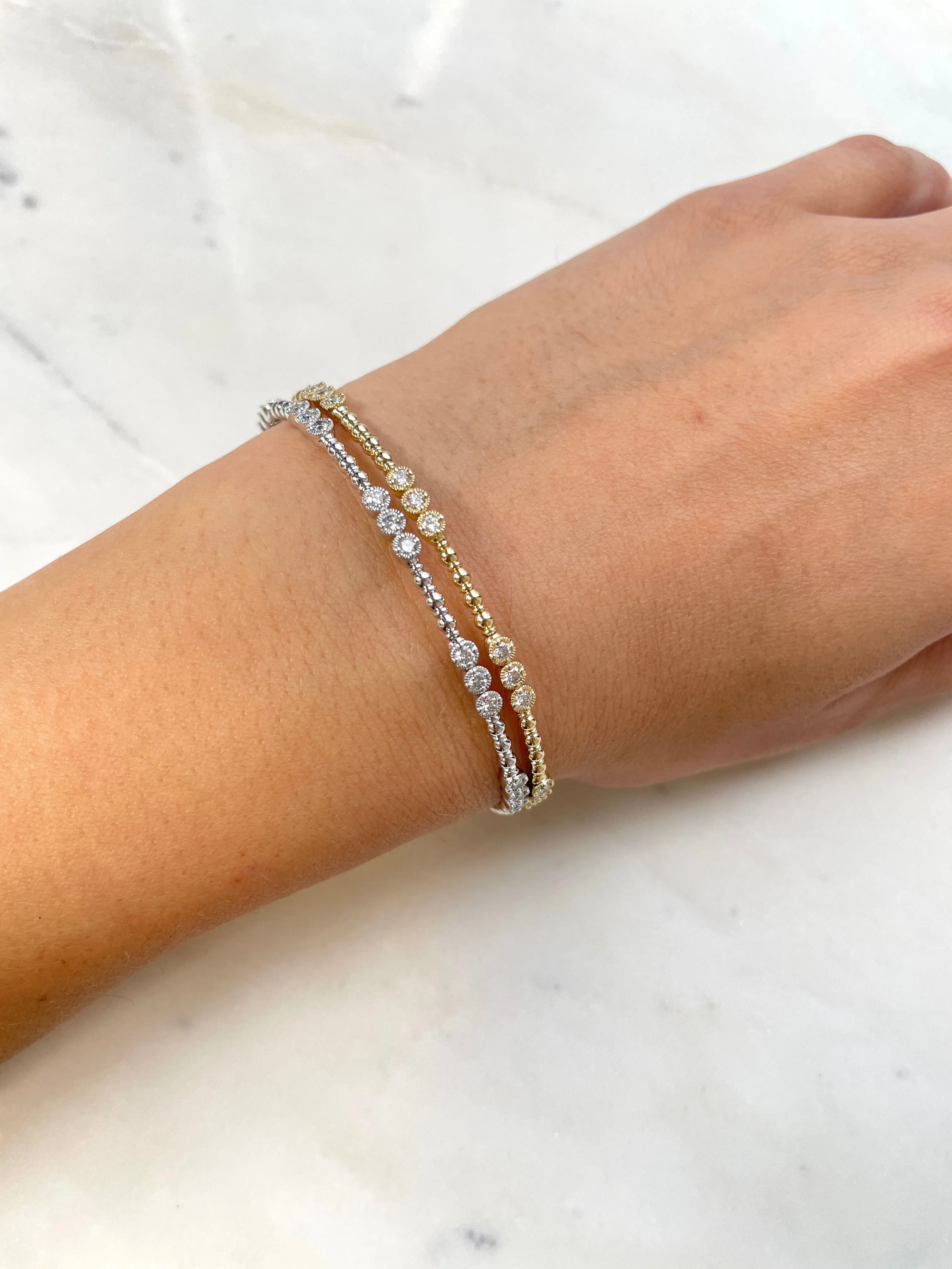 Siroo Three Bezel Diamond Flex Bangle - 0.50ct