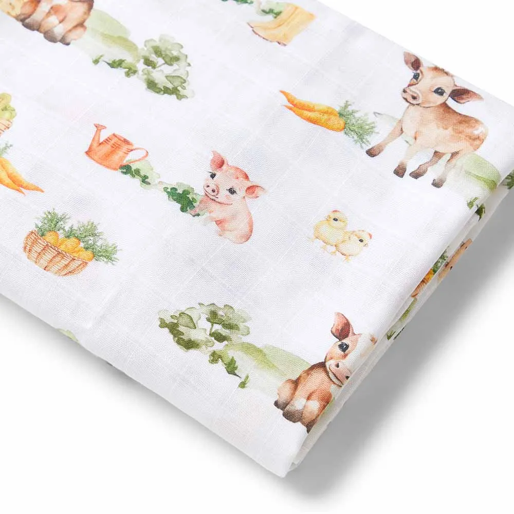 Snuggle Hunny Muslin Swaddle - Farm