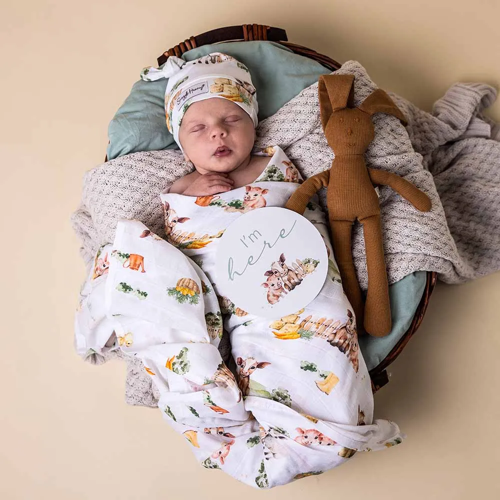 Snuggle Hunny Muslin Swaddle - Farm