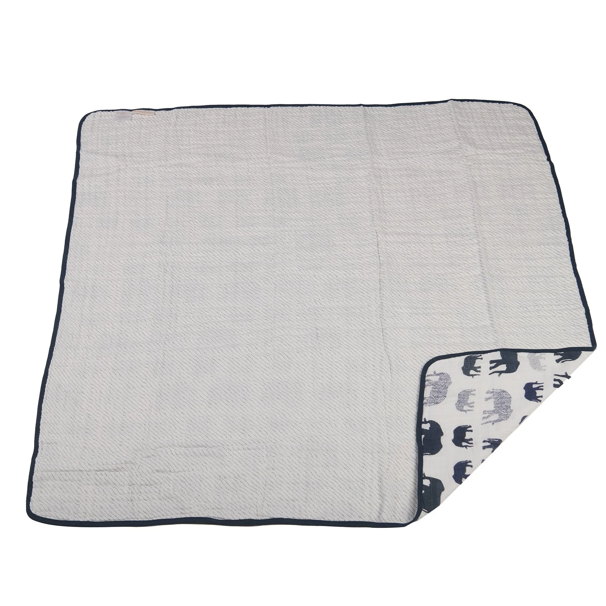 Snuggle Up: Blue Elephant and Spotted Wave Cotton Muslin Blanket
