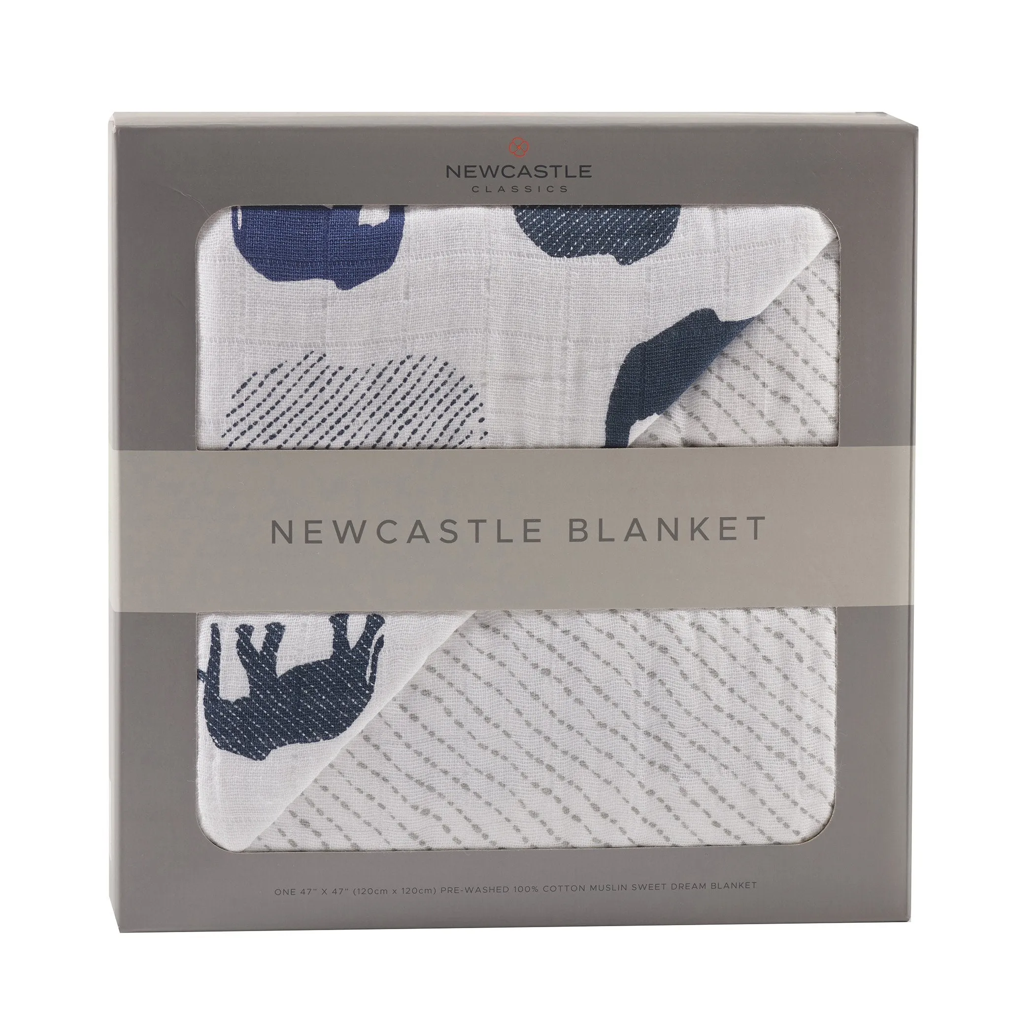 Snuggle Up: Blue Elephant and Spotted Wave Cotton Muslin Blanket