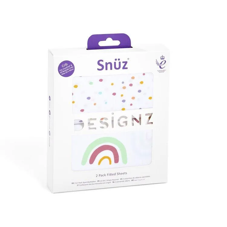 Snuz Crib 2 Pack Fitted Sheets - Colour Rainbow