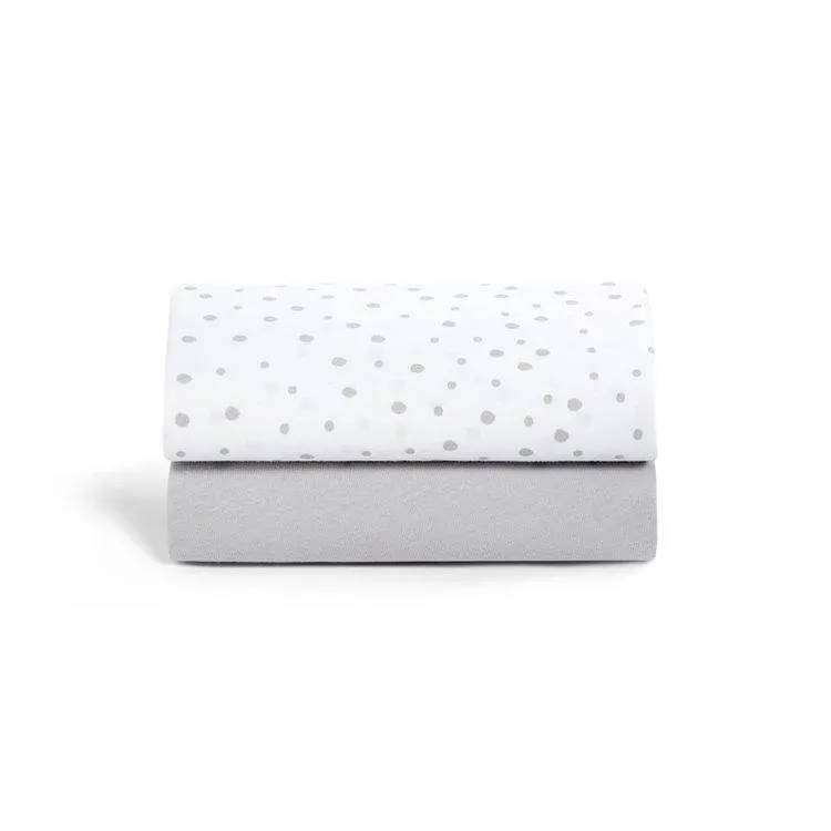Snuz Crib 2 Pack Fitted Sheets - Grey Spots