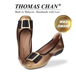 Soft Calf Leather Ribbon Ballet Pumps 1"inch [Cozy Wear Series]