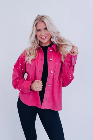 Stockton Bling Sleeve Denim Jacket - Magenta