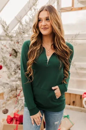 The Coming Season 1/4 Zip Pullover- Hunter Green