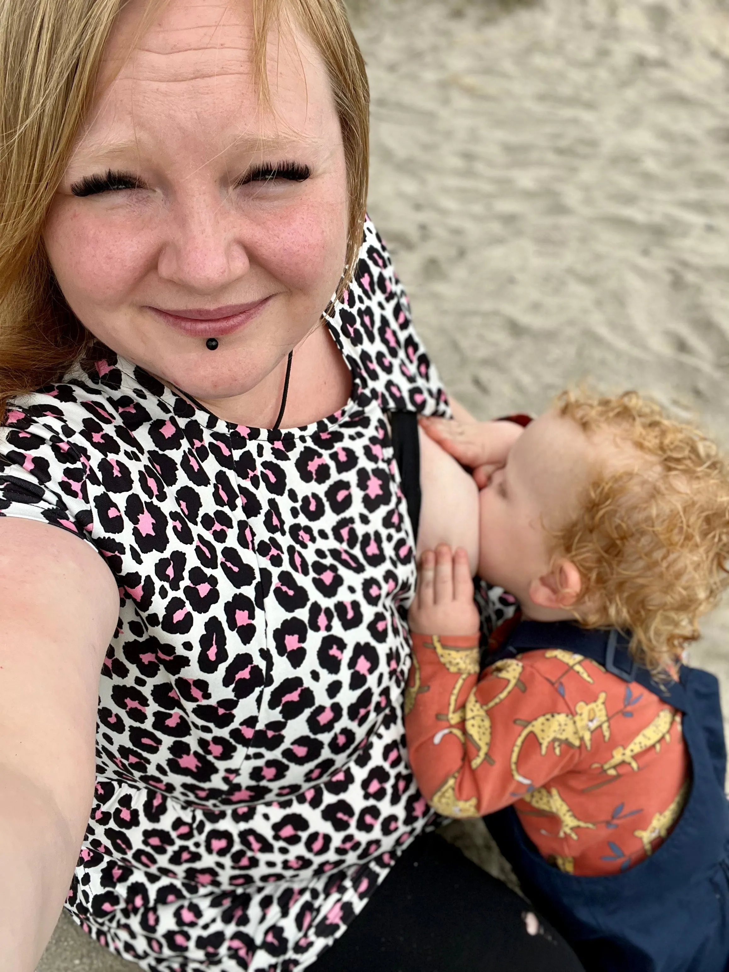 The Knee Length Breastfeeding Dress - Lizzie Leopard Pink