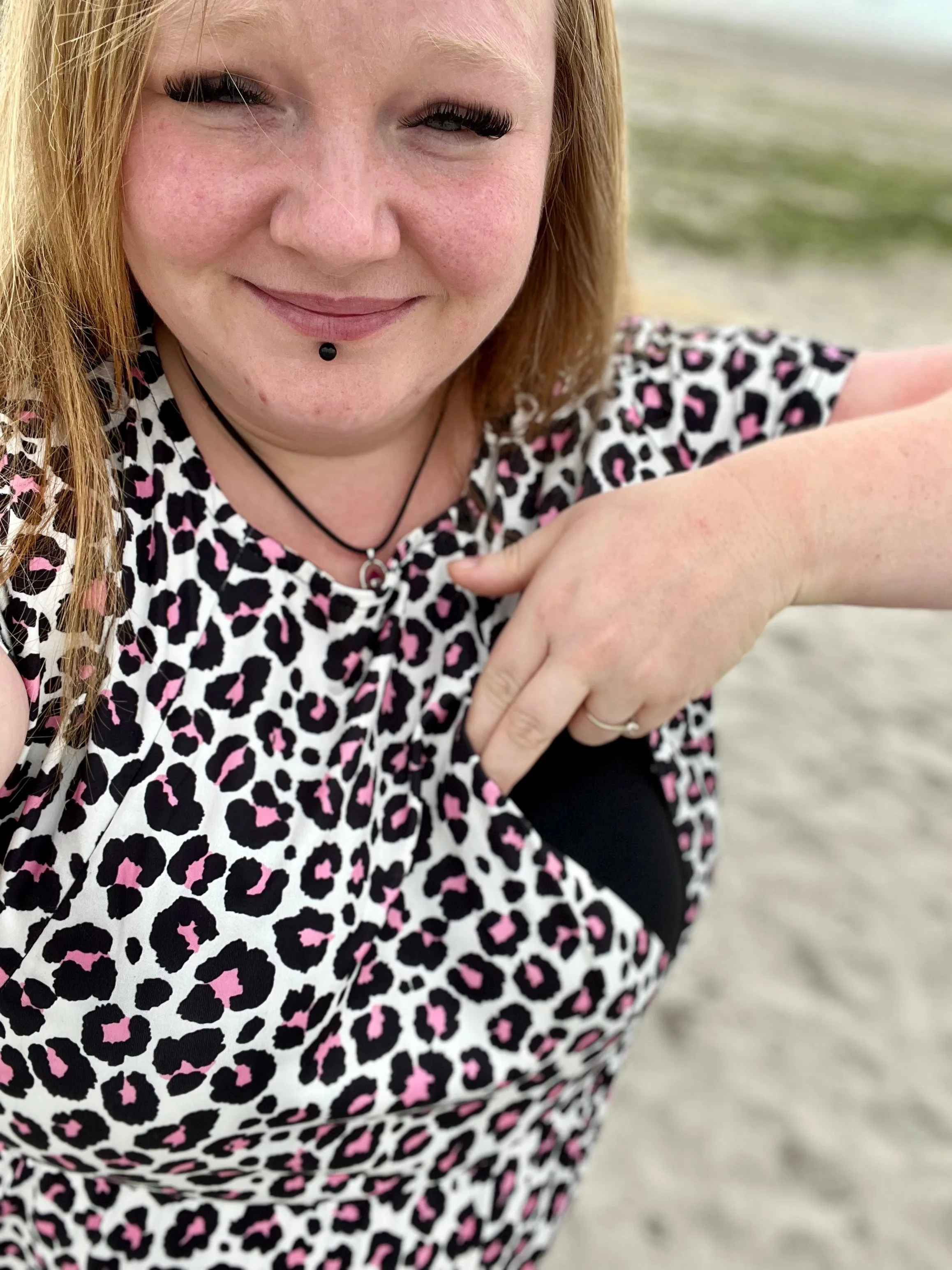 The Knee Length Breastfeeding Dress - Lizzie Leopard Pink