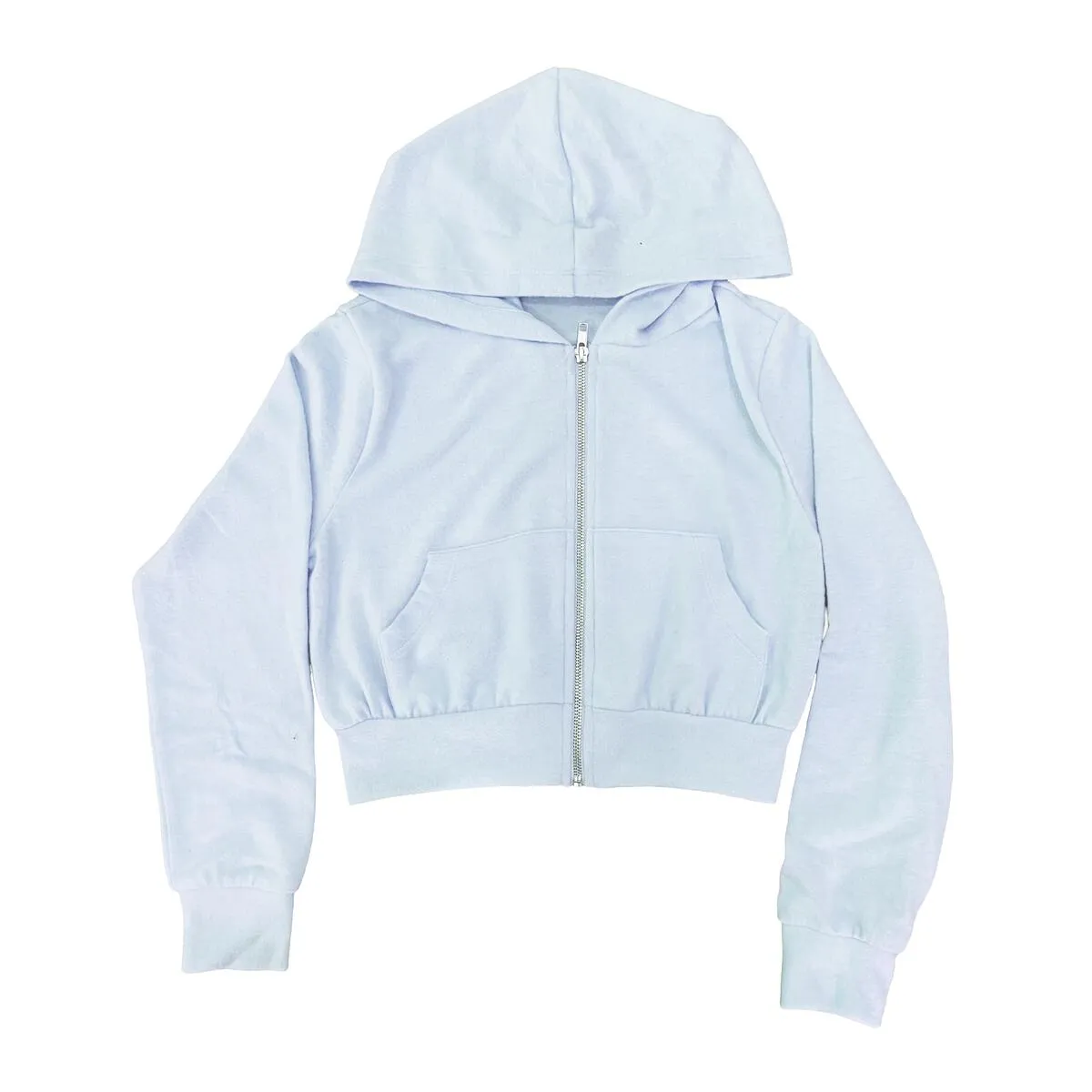 Tweenstyle by Stoopher Soft Hacci Crop Zip Front Hoodie - Blue
