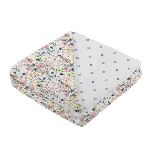 Ultimate Comfort: Wildflowers and Periwinkle Diamond Polka Dot Bamboo Blanket