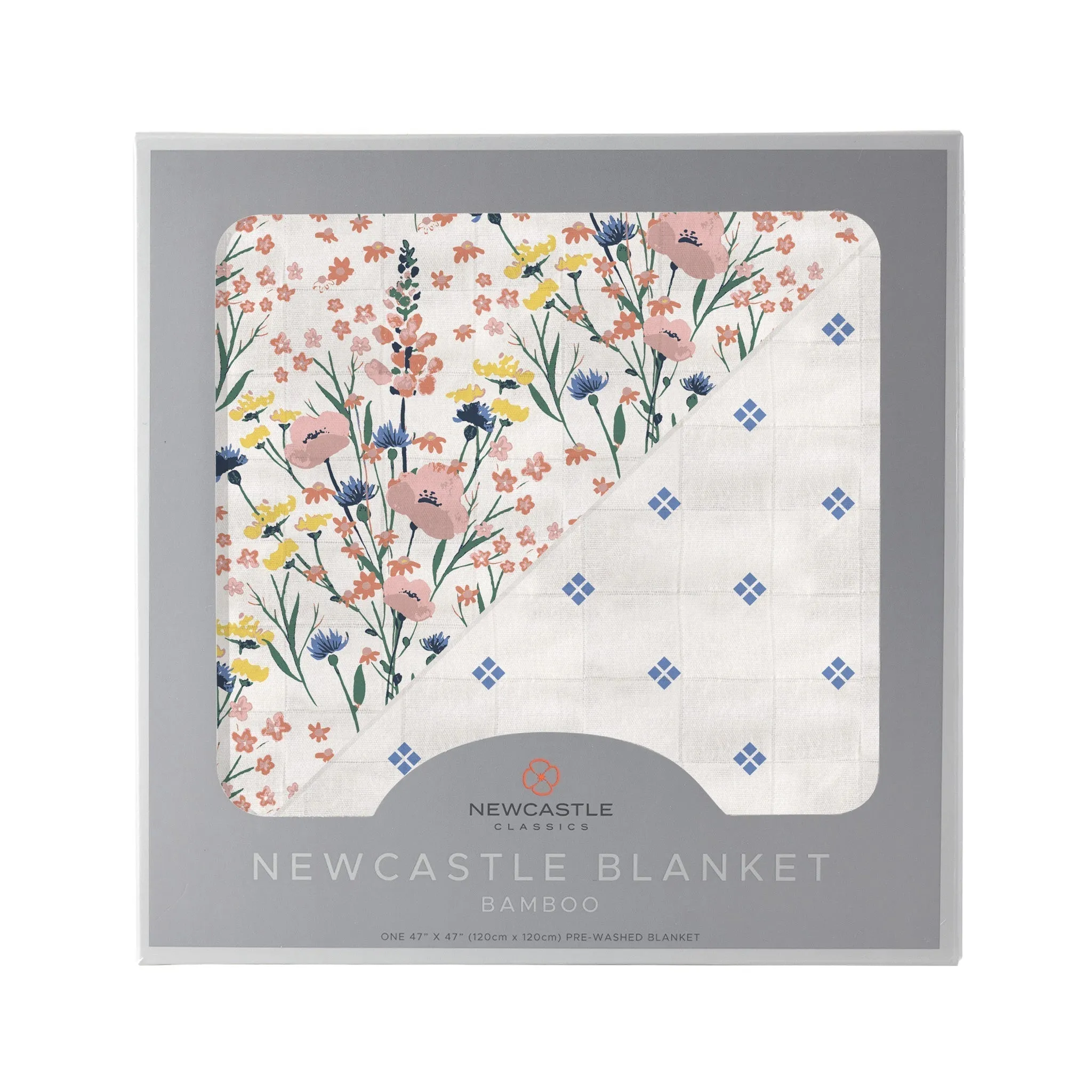 Ultimate Comfort: Wildflowers and Periwinkle Diamond Polka Dot Bamboo Blanket