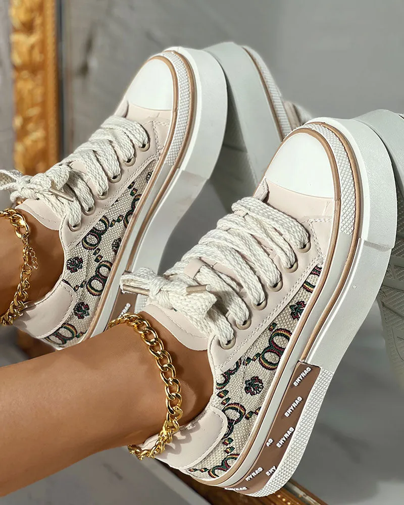 Valentine's Day Letter Figure Pattern Platform Sneakers