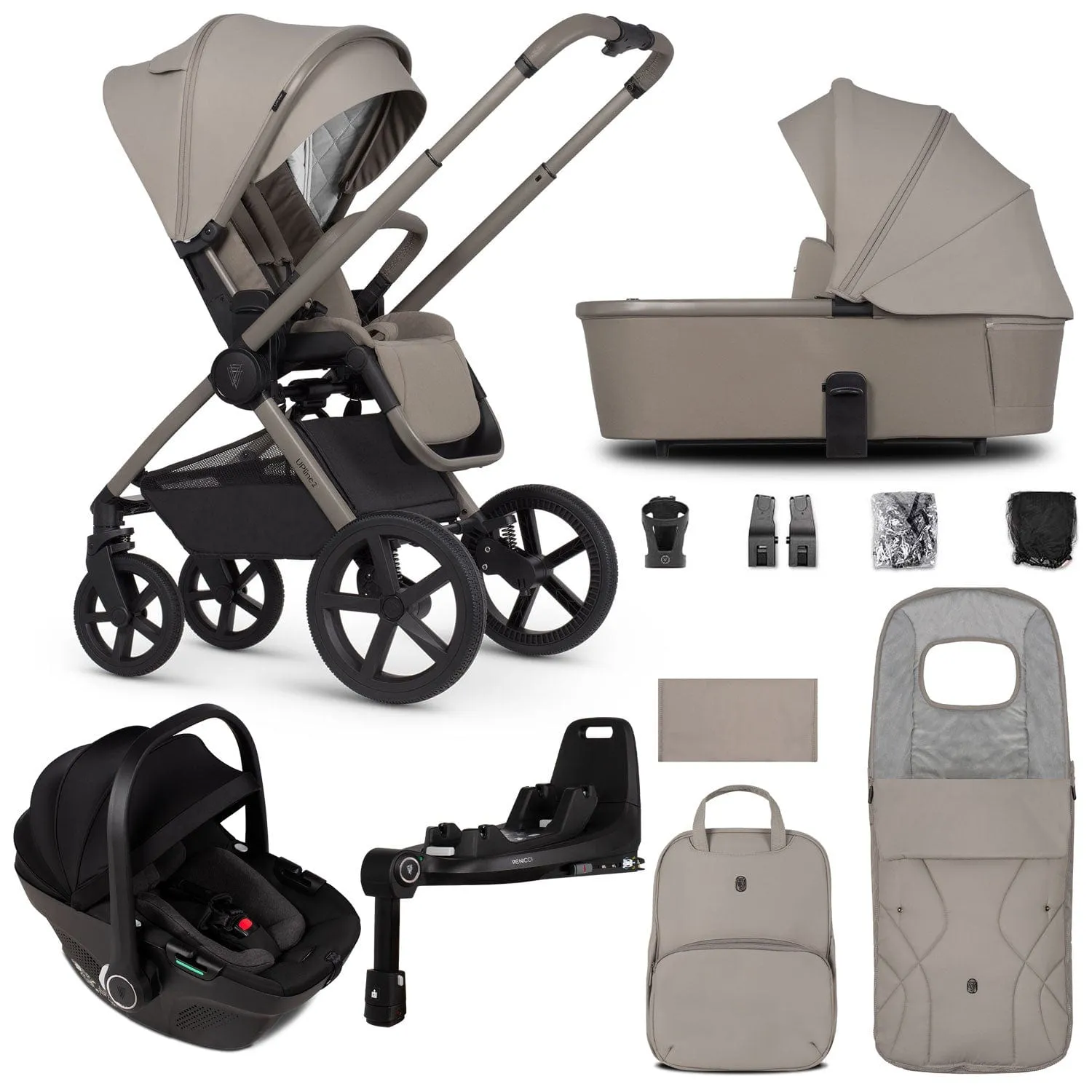 Venicci Tinum Upline 2 3 in 1 Travel System - Taupe