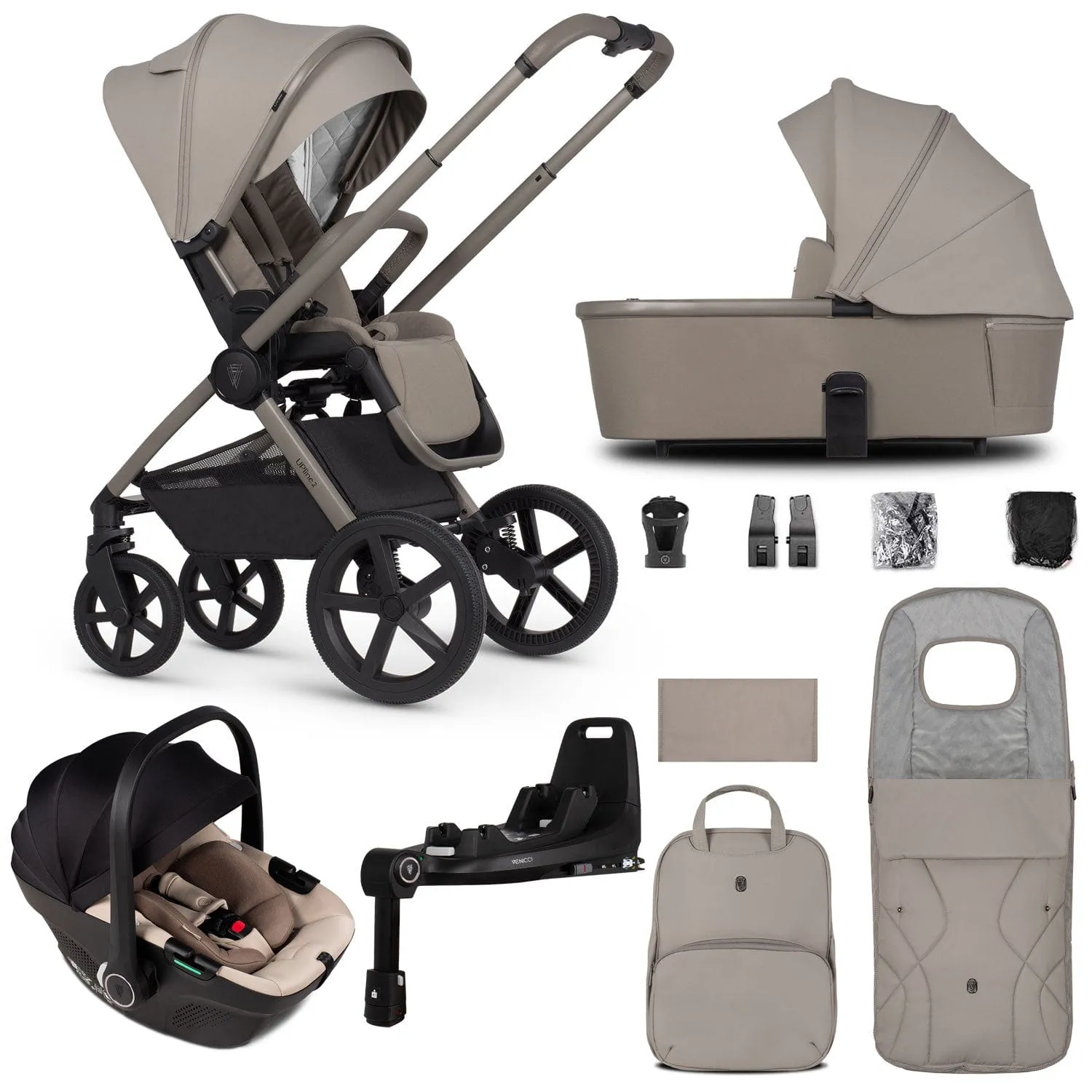Venicci Tinum Upline 2 3 in 1 Travel System - Taupe